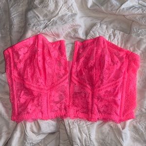 Victoria’s Secret Hot Pink Floral Lace Bustier XS